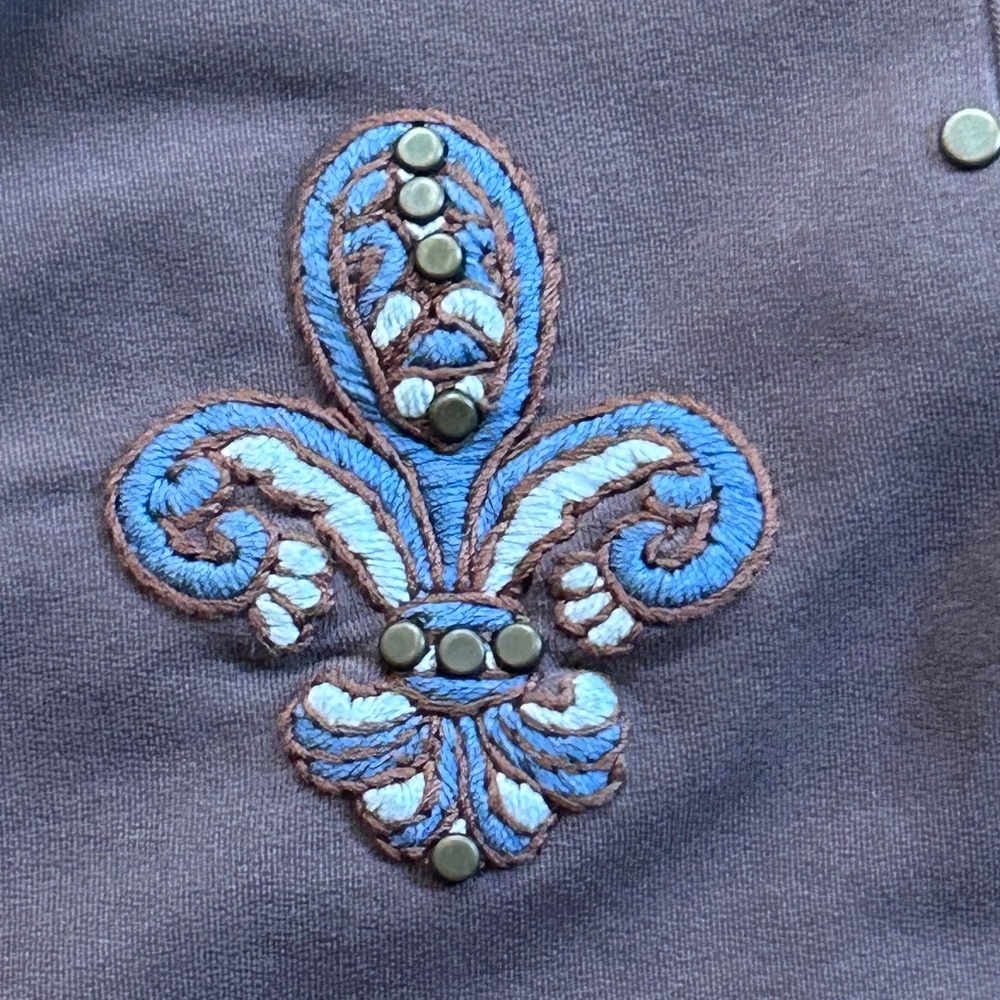 Vertigo Paris Brown Studded and Embroidered Top with Hoodie, Size M - Picture 4 of 16